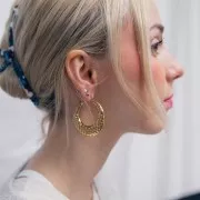 Créoles martelées bombées - 42 mm - Acier inoxydable 316L Doré x2