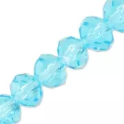 Perles rondelles facettées - rondes aplaties -6x4 mm Aquamarine x40cm