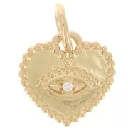 Pendentif coeur motif oeil 11 mm avec oxyde de zirconium - Plaqué Or 3 microns x1