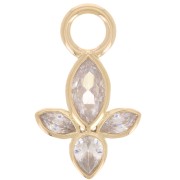 Pendentif pétale 18x11 mm avec oxydes de zirconium - Plaqué Or 3 microns x1|raw }}