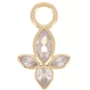 Pendentif pétale 18x11 mm avec oxydes de zirconium - Plaqué Or 3 microns x1