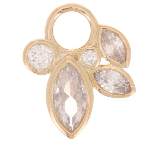 Pendentif orchidée 13x10 mm avec oxydes de zirconium - Plaqué Or 3 microns x1