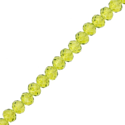 Perles rondelles facettées - rondes aplaties - 6x5 mm Olivine x40cm