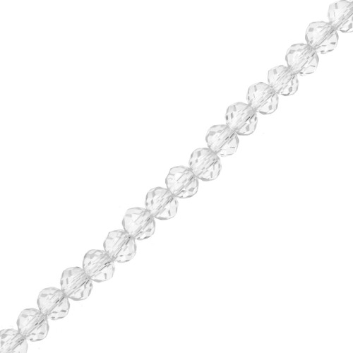 Perles rondelles facettées - rondes aplaties 4x3.5 mm - Crystal x30cm