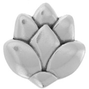 Poussoir slider fleur de lotus pour lacet 10 mm Placage Argent fin vieilli x1