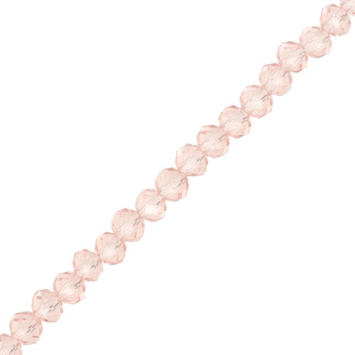 Perles rondelles facettées - rondes aplaties - 4x3.5 mm Light Rose x40cm