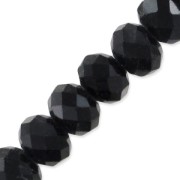 Perles rondelles facettées - rondes aplaties -6x4 mm Jet x40cm