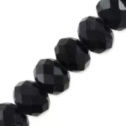 Perles rondelles facettées - rondes aplaties -6x4 mm Jet x40cm