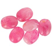 Perles plates irrégulières acrylique 19x15mm Rose marbré x10