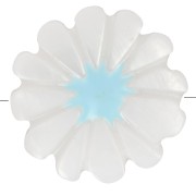 Perle fleur marguerite 12 mm en nacre - Blanc - Bleu x1|raw }}