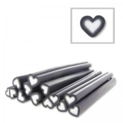 Cane en pâte polymère 5x50 mm Coeur Gris Anthracite x1|raw }}