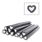 Cane en pâte polymère 5x50 mm Coeur Gris Anthracite x1