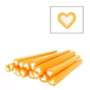 Cane en pâte polymère 5x50 mm Coeur Orange x1