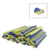 Cane en pâte polymère 6x50 mm Poisson Bleu/Jaune x1