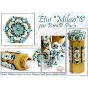 Perles en verre Piros® par Puca® 2x5 mm - Opaque Aqua Gold Splash x10g