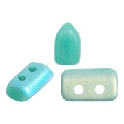 Perles en verre Piros® par Puca® 2x5 mm - Opaque Green Turquoise Mat AB x10g