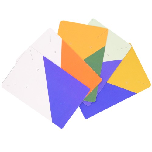 Lot de 50 cartes supports bijoux 9x6 cm - Motif graphique - Couleurs aléatoires