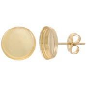 Clous d'oreilles ronds pour cabochon 8 mm - Gold Filled Or laminé x2