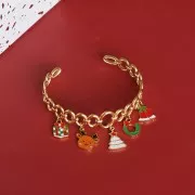 Breloque renne de Noël 13x15 mm Resine époxy Acier inoxydable 316L Doré -Marron x1