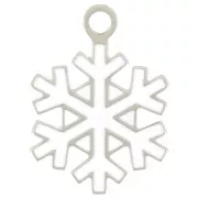 Breloque flocon de neige 12 mm - Resine époxy - Acier inoxydable 316L - Blanc x1