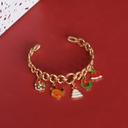 Breloque cadeau de Noël 14x9 mm Resine époxy - Acier inoxydable 316L Doré x1