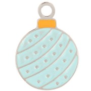 Breloque boule de Noël 12 mm Resine époxy - Acier inoxydable 316L - Bleu x1