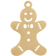 Pendentif pain d'épice 22x14 mm - Acier inoxydable 316L Doré x1|raw }}