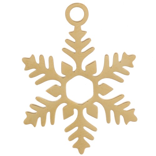 Pendentif flocon de neige 23x17 mm - Acier inoxydable 316L Doré x1