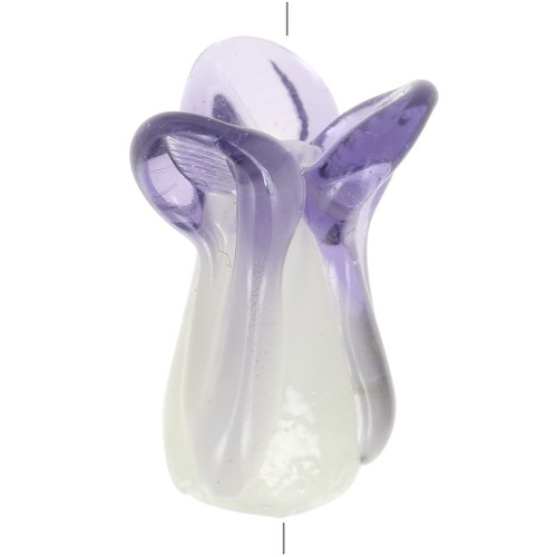 Perle chou chinois en verre 21x9 mm - Blanc - Violet x1