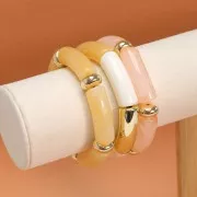 Perles rondelles 12x7 mm en acrylique métallisée  CCB - Doré x10