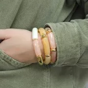 Perles rondelles 12x7 mm en acrylique métallisée  CCB - Doré x10