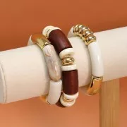 Perles tube incurvé en bois - 26x16 mm - Marron foncé x6