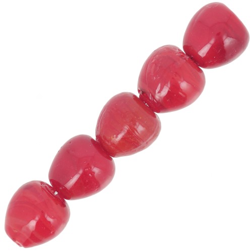 Perles pomme en verre 10 mm - Rouge x6