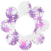 Pendentif fleur 39 mm en acrylique transparent - Paillete étoile - Violet x1|raw }}