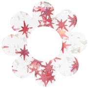 Pendentif fleur 39 mm en acrylique transparent - Paillete étoile - Rouge x1|raw }}