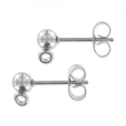 Clous d'oreilles boule  4 mm Acier inoxydable 304 x2