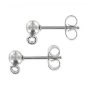 Clous d'oreilles boule  4 mm Acier inoxydable 304 x2