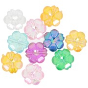 Perles fleurs 10 mm en acrylique transparent - Multicolore AB x10|raw }}