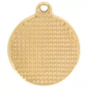 Pendentif rond LOVE - 18 mm - Résine époxy - Acier inoxydable 304L Doré - Rouge x1