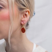 Pendentif rond LOVE - 18 mm Résine époxy Acier inoxydable 304L Doré - Turquoise x1