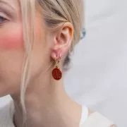 Pendentif rond LOVE - 18 mm - Résine époxy - Acier inoxydable 304L Doré - Noir x1