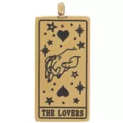 Pendentif carte de tarot 21x10 mm - Les amoureux - Acier inoxydable 316L Doré - x1