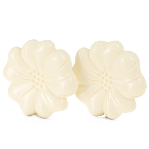 Boucles d'oreilles fleur 48 mm en résine opaque - Ecru x2