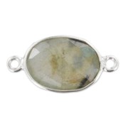 Intercalaire perle facettée 2 anneaux 21 mm Argent 925/Labradorite
