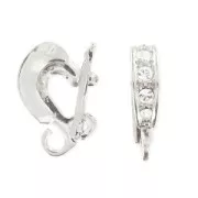 Attache pendentif strassé à clipser 11 mm rhodié