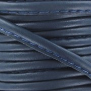 Cordon cuir surpiqué 4 mm Bleu Marine x1 m|raw }}