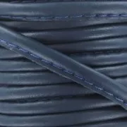 Cordon cuir surpiqué 4 mm Bleu Marine x1 m