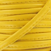 Cordon cuir surpiqué 4 mm Jaune x1 m