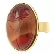 Bague réglable pour cabochon fond plat 25x18 mm - Acier inoxydable 304L Doré x1