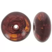 Perle rondelle en résine translucide 18x9 mm - Ambre marbré x1